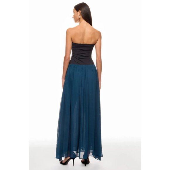 Ciao Lucia Giselle Dress Chiffon Jersey Maxi Black Blue - Picture 2 of 16